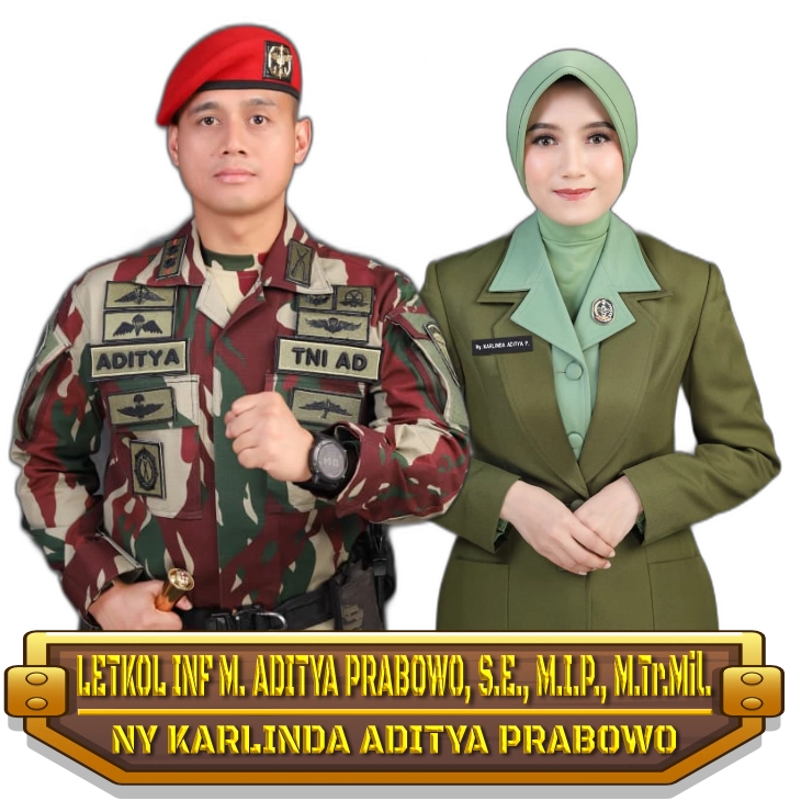 LETKOL INF M. ADITYA PRABOWO, S.E., M.I.P., M.Tr.Mil. dan Istri